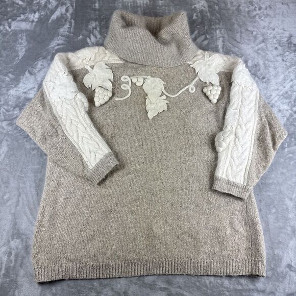 IB Diffusions Silk Angora Sweater Womens 1X Beige White Grapevine Vintage (1051) - Picture 1 of 11